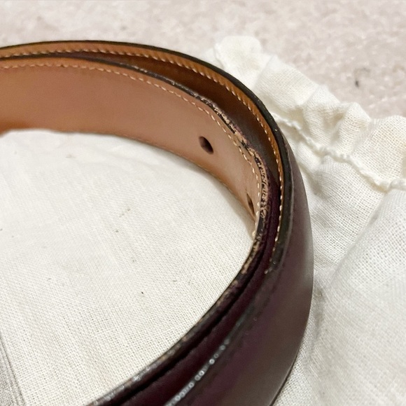 Vintage COACH Skinny Burgundy Leather Belt with Brass Buckle - Picture 4 of 5